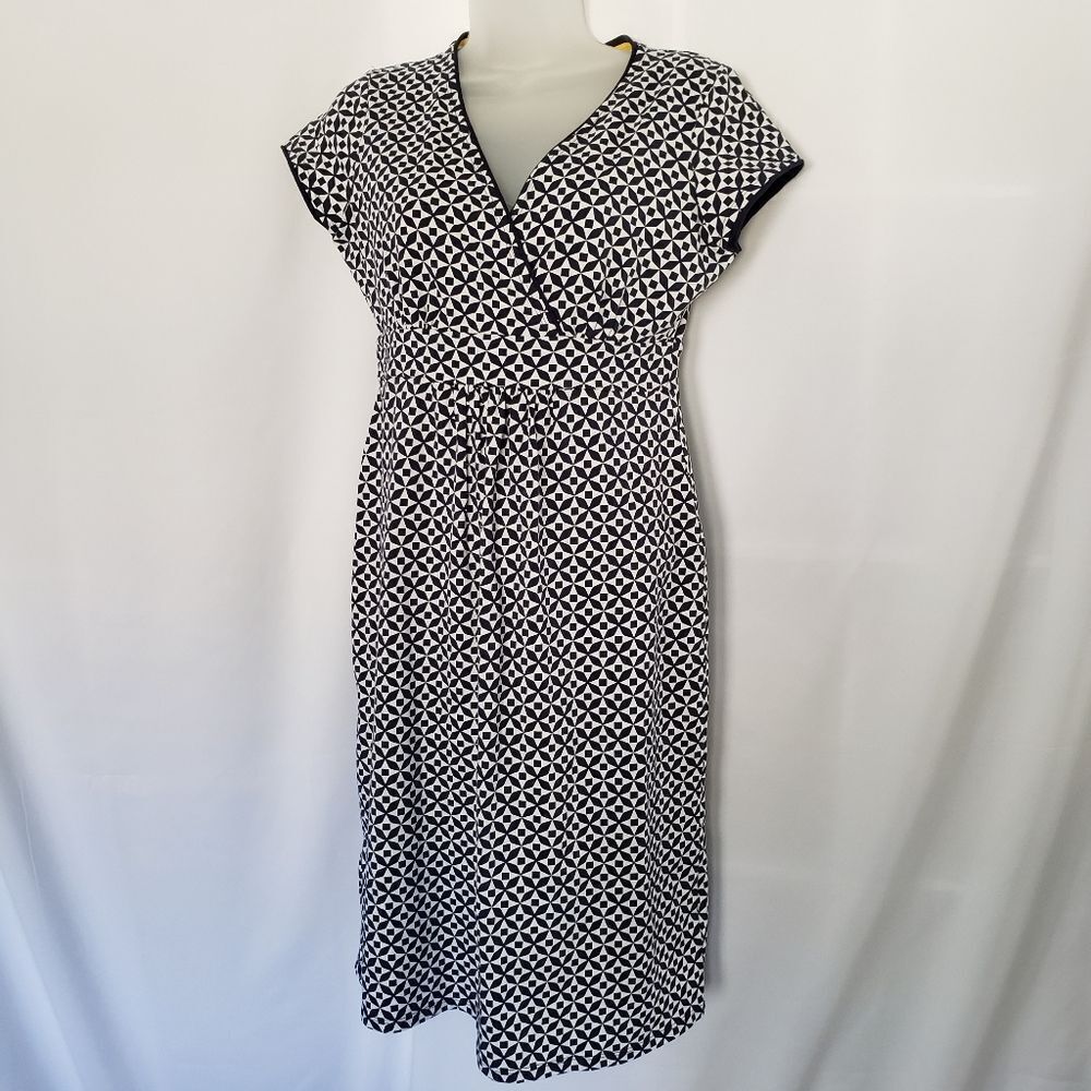 Boden Geometric Faux Wrap Cotton Shift Dress sz 4
